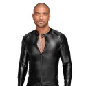 Wetlook jacket with pvc pleats