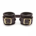 Coco de mer leather wrist cuffs s/m brown