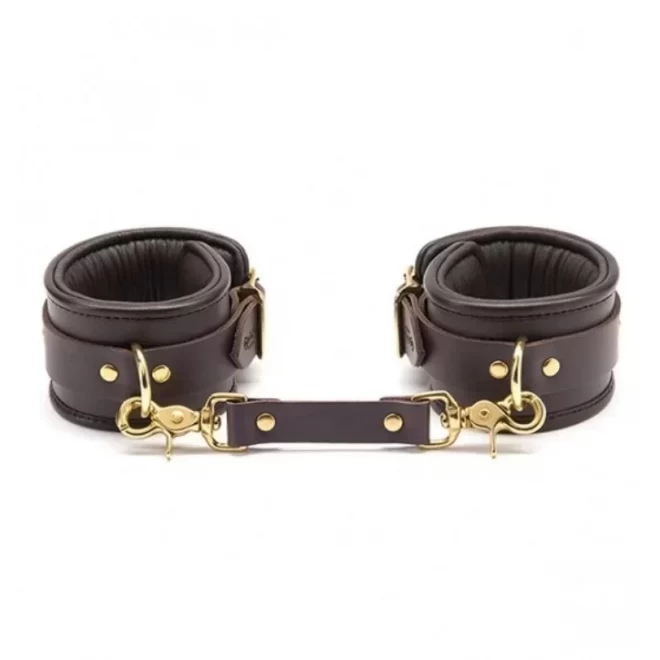 Coco de mer leather ankle cuffs brown