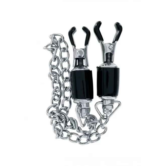 Barrel tit clamps with chain (pair)