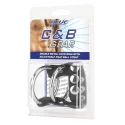 Blue line c&b gear double metal cock ring with adjust. snap ball strap