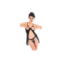 Vixson Long Babydoll With Open Cups - Black