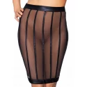 Socorro wetlook and mesh striped pencil skirt