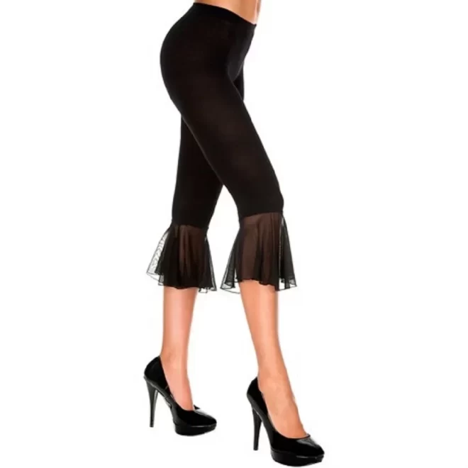 Bell bottom mesh capri BLACK