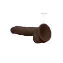 Silicone dildo with balls - 22,8 cm - brown