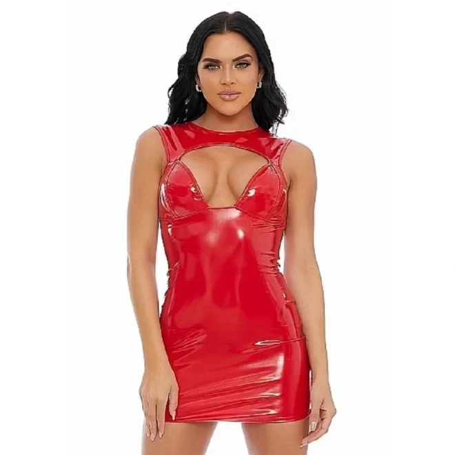 Keep it slick vinyl chemise - red