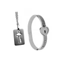 Cuffed locking bracelet & key necklace