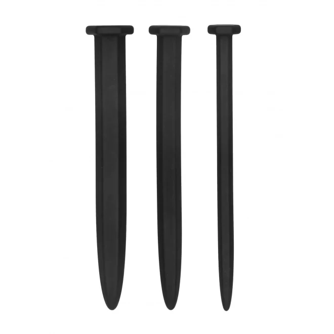 Silicone rugged nail plug set - urethral sounding - black