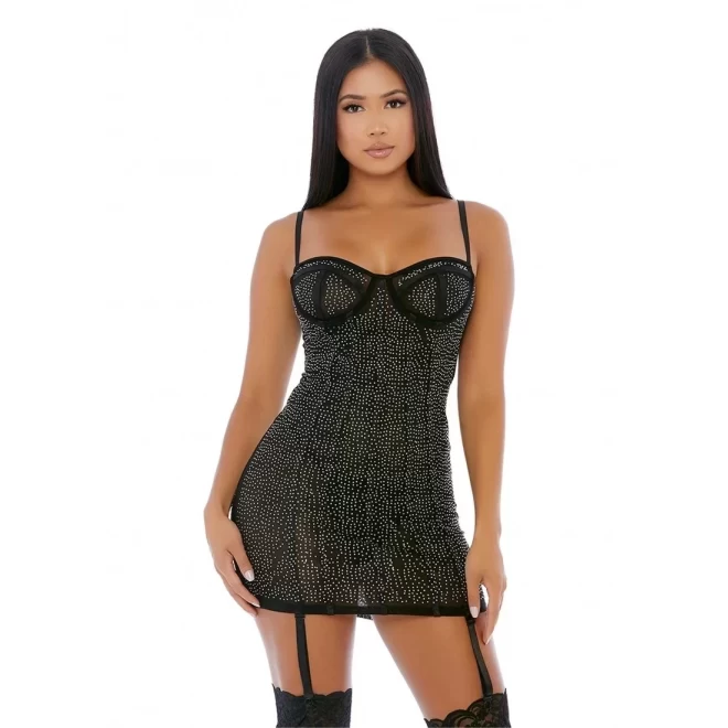 Draped in diamonds rhinestone chemise set
