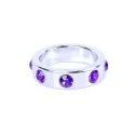 Pierścień-Metal Cock Ring with Purple Diamonds Large