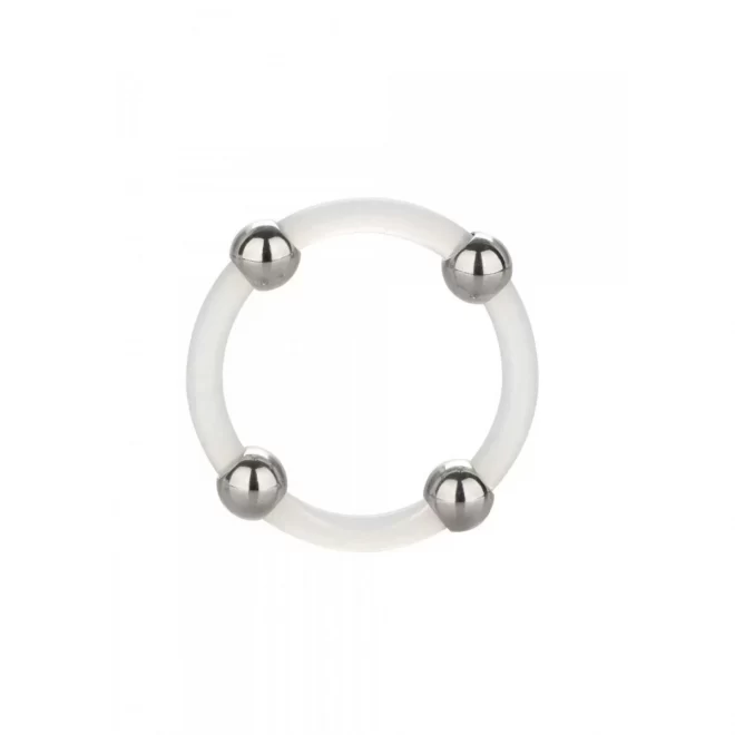 Steel Beaded Silicone Ring L