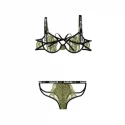 Bra Set With Open Cups - Black/Green