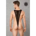 Transparent Men's Bodysuit - Black