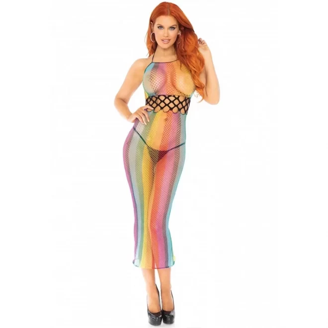 Long halter net dress