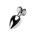 Silver anal plug TOYFA Metal,with a black gem