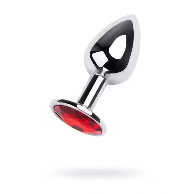 Silver anal plug TOYFA Metal,with a red gem