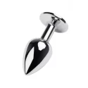Silver anal plug TOYFA Metal,with a red gem
