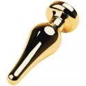 Metal by TOYFA, Anal plug, metal, golden, with diamond crystal, 10 cm, ? 3 cm, 95 g