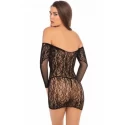 Demure Long-Sleeved Lace Dress - Black