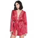 Long Sleeve Satin Robe - Red