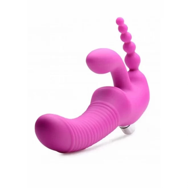 Regal rider triple g vibrating silicone strapless strap on - pur