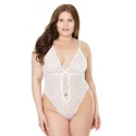 Mesh high cut hidden crotchless teddy