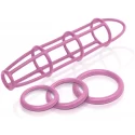 Siliconowy pierściń z nasadką w kształcie klatki - Cockcage and Ring Set Blk
