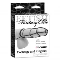 Siliconowy pierściń z nasadką w kształcie klatki - Cockcage and Ring Set Blk