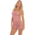 ROLL UP NET MINI DRESS PINK, OS