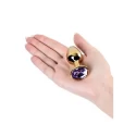 Golden anal plug TOYFA Metal,with a amethyst colored gem
