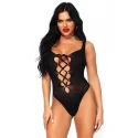 Opaque lace up thong teddy 