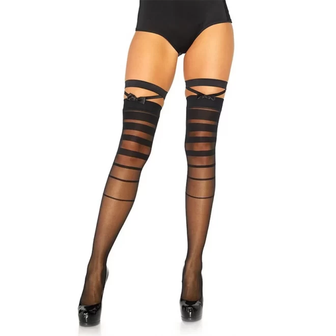 Halftone striped thigh highs