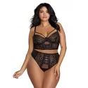 Stretch mesh & stretch galloon lace bustier