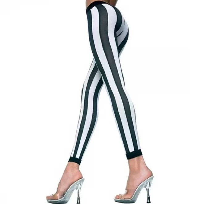 Vertical Striped Leggings - Black/White