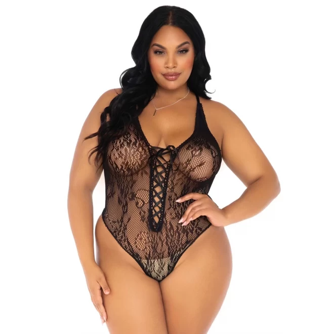 Floral lace thong teddy +