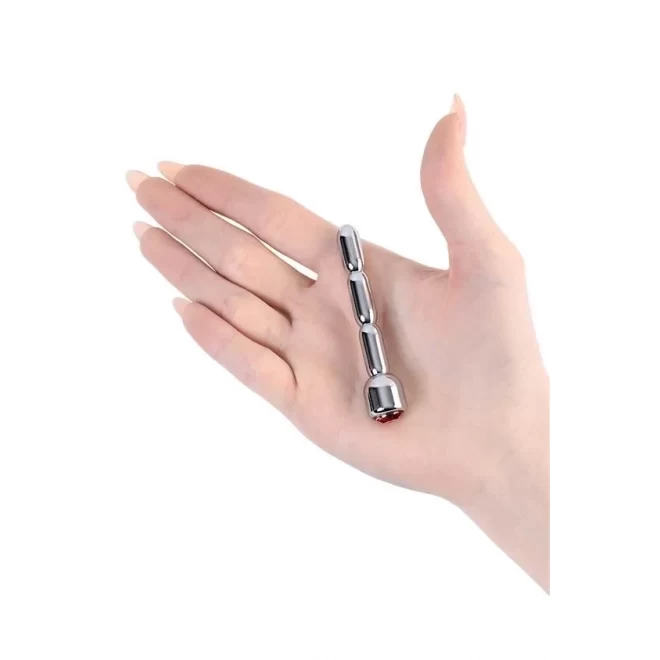 Silver urethral plug TOYFA Metal with pink gem