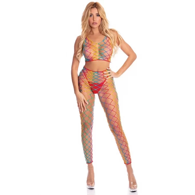 ROY G. BIV 2PC BODYSTOCKING RAINBOW, OS