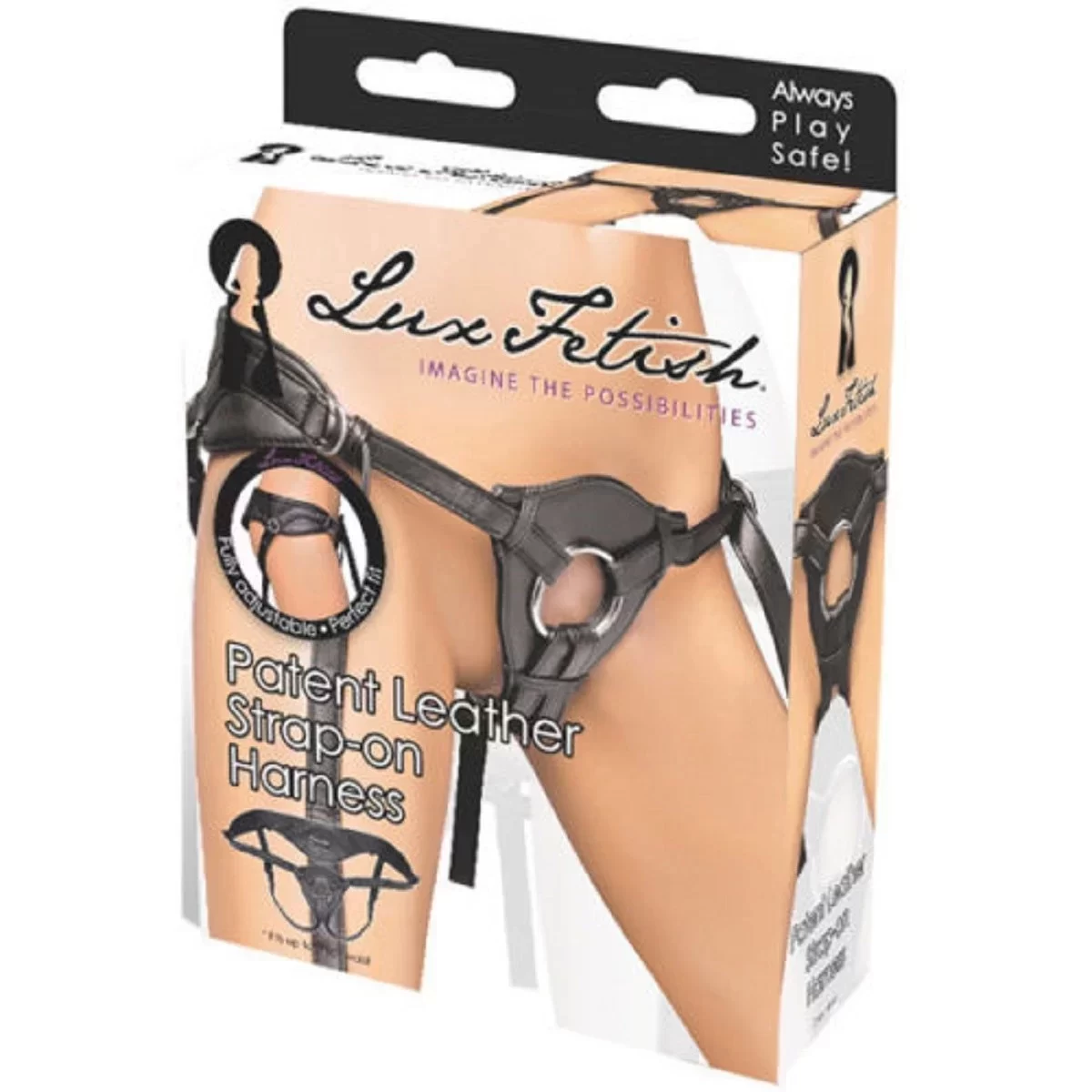 Трусики для страпона Patent Leather Strap On Harness Lux Fetish, черный, OS LF1360-BLK - Lux Fetish - Трусики с кольцом - Купить