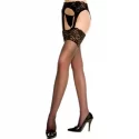 Lace garterbelt with stockings BLACK