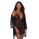 Stretch mesh chemise & robe set