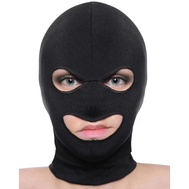 Spandex hood with eye and mouth holes