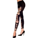 Spandex ripped opaque stirrup leggings BLACK