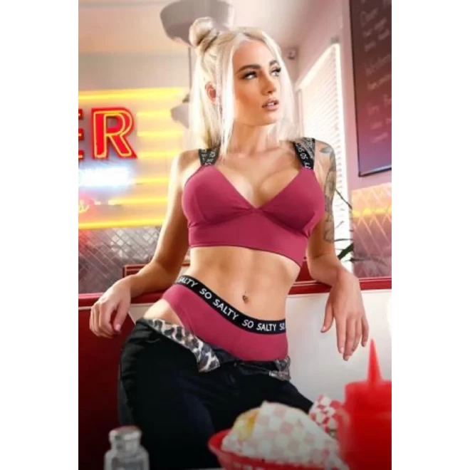 So Salty Bralette With Panty- Red