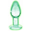 Glow-In-The-Dark Glass Anal Plug - Small