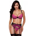Baci - 3-Piece Garter Set - Pink/Black