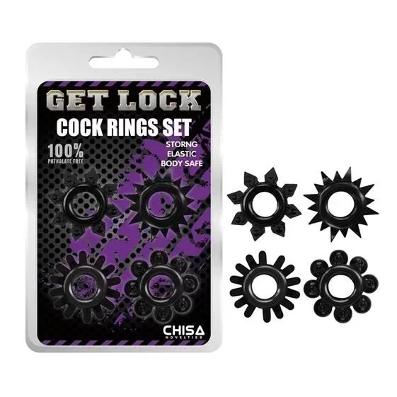 Get Lock Cock Rings Set-Black