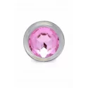 Pink Gem Glass Anal Plug With Gem - Medium