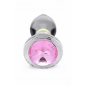 Pink Gem Glass Anal Plug With Gem - Large