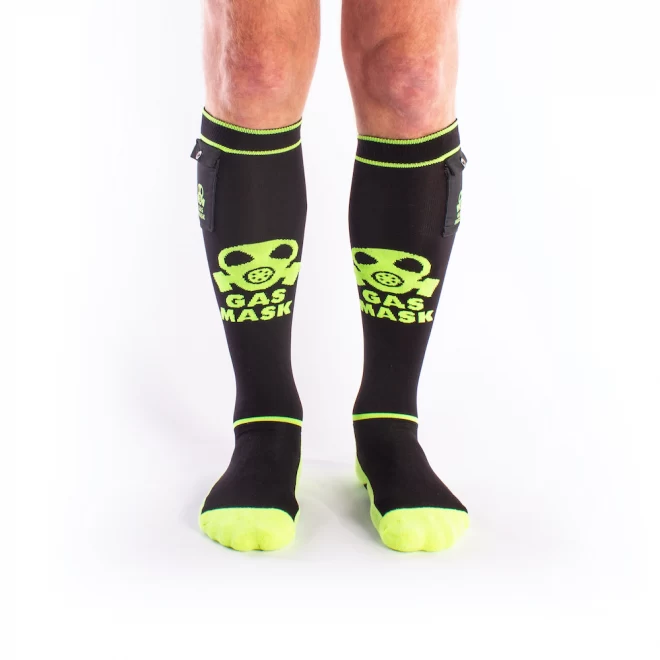 Brutus gas mask party socks w. pockets black / neon yellow