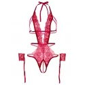 Crotchless lace teddy
